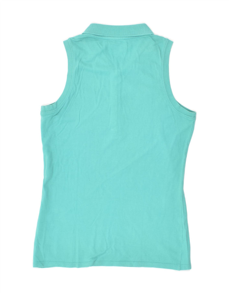 DIADORA Womens Sleeveless Polo Shirt UK 12 Medium Turquoise | Vintage Diadora | Thrift | Second-Hand Diadora | Used Clothing | Messina Hembry 