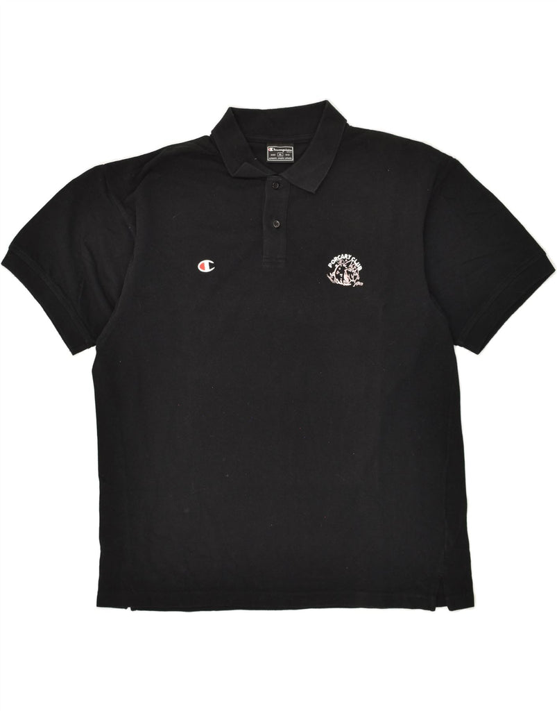 CHAMPION Mens Polo Shirt XL Black Cotton | Vintage Champion | Thrift | Second-Hand Champion | Used Clothing | Messina Hembry 