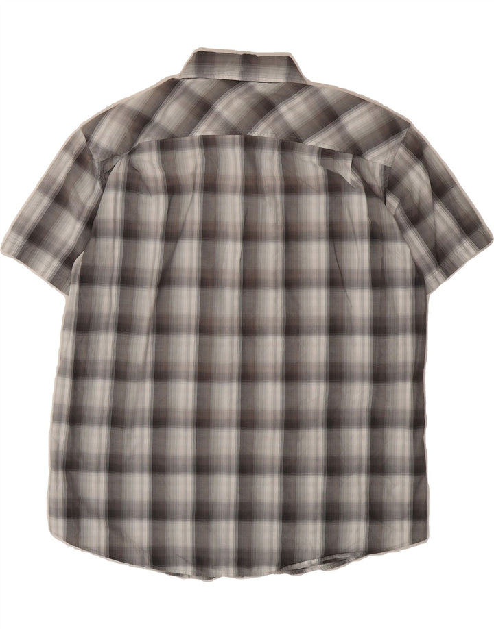 EDDIE BAUER Mens Short Sleeve Shirt Large Grey Check Cotton Vintage Eddie Bauer and Second-Hand Eddie Bauer from Messina Hembry 