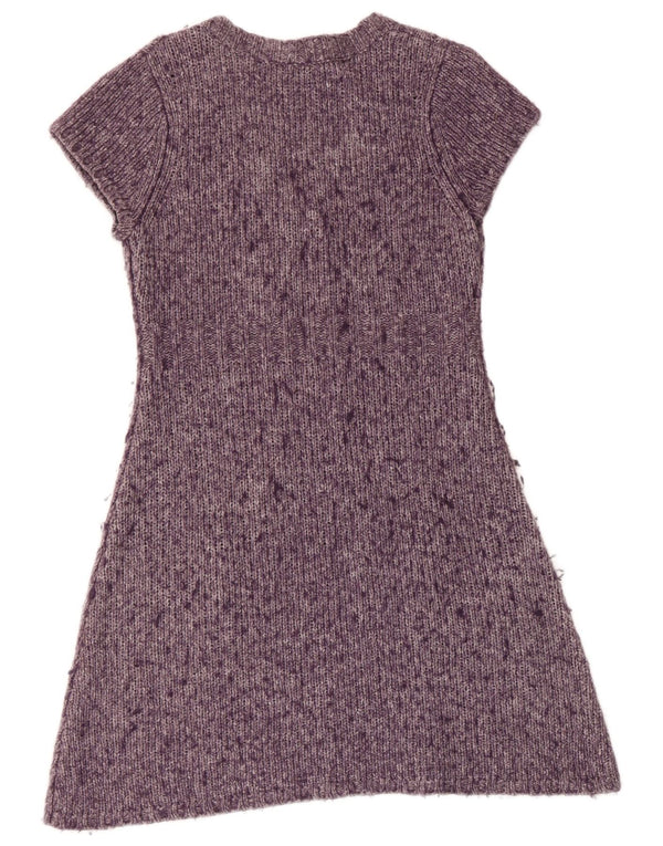 White Stuff Womens Short Sleeves Jumper Dress UK 14 Medium Purple Flecked