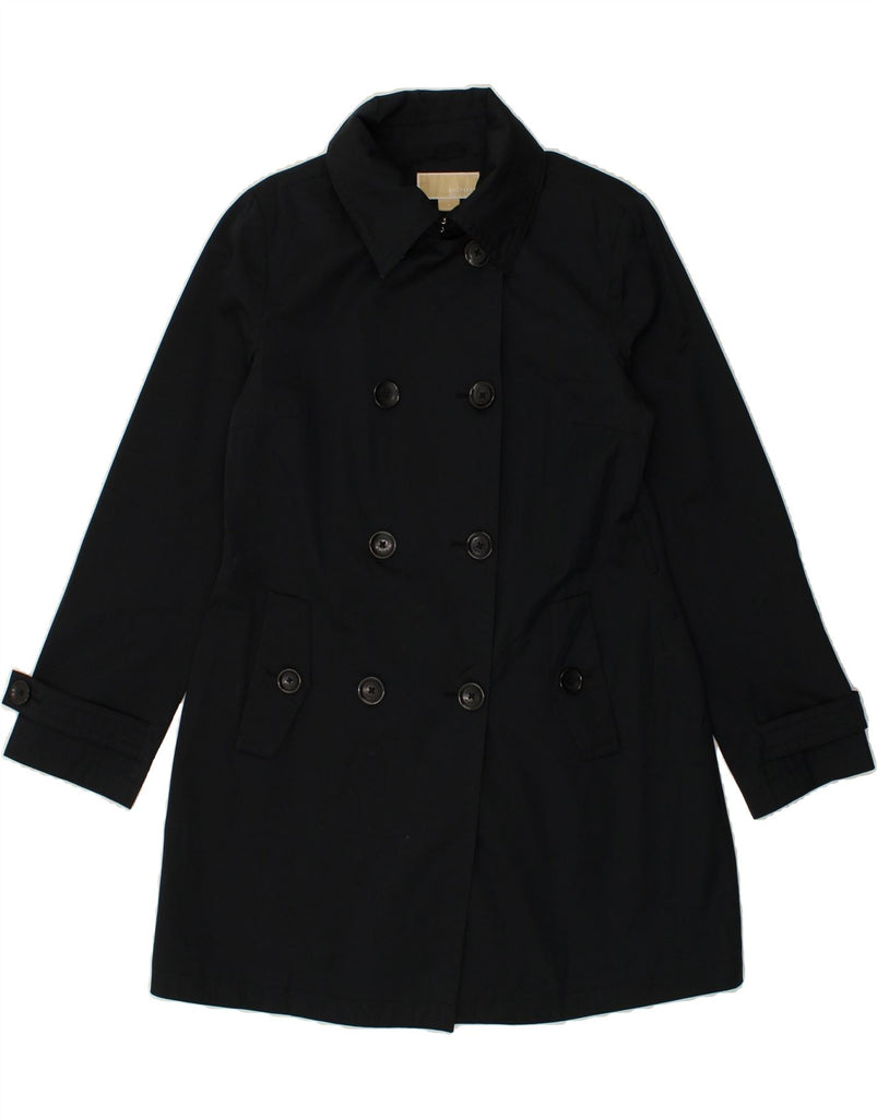 MICHAEL KORS Womens Double Breasted Coat UK 14 Medium Black Cotton | Vintage Michael Kors | Thrift | Second-Hand Michael Kors | Used Clothing | Messina Hembry 