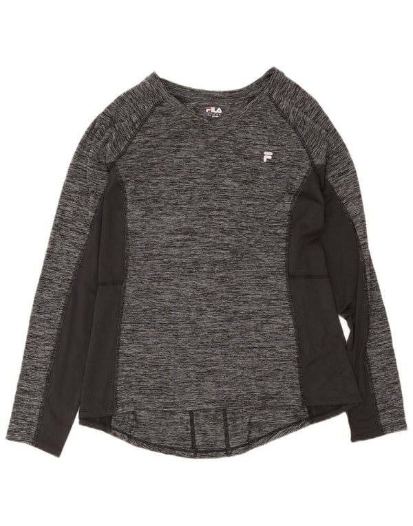 Fila Womens Top Long Sleeve UK 20 2XL Grey Flecked Polyester Sports