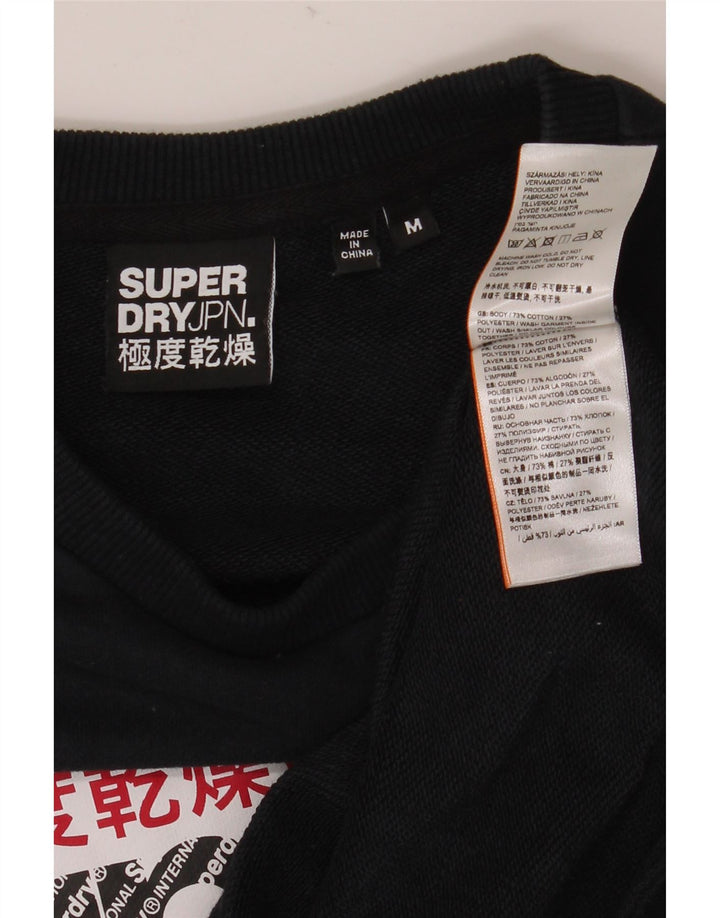 Superdry Mens Graphic Sweatshirt Jumper Medium Black Colourblock Cotton