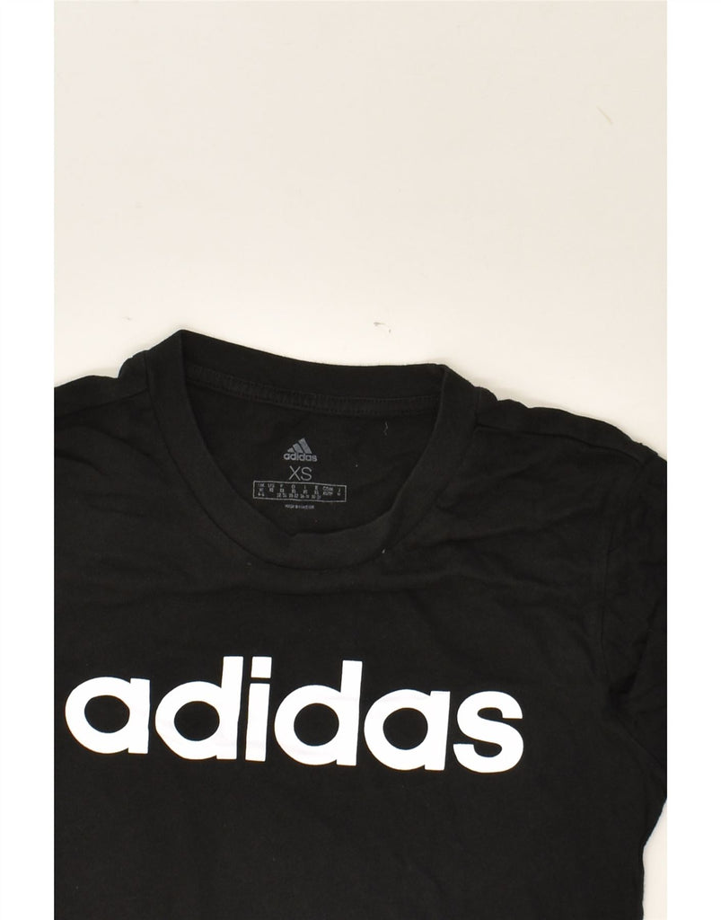 ADIDAS Womens Graphic T-Shirt Top UK 4/6 XS Black Cotton | Vintage Adidas | Thrift | Second-Hand Adidas | Used Clothing | Messina Hembry 