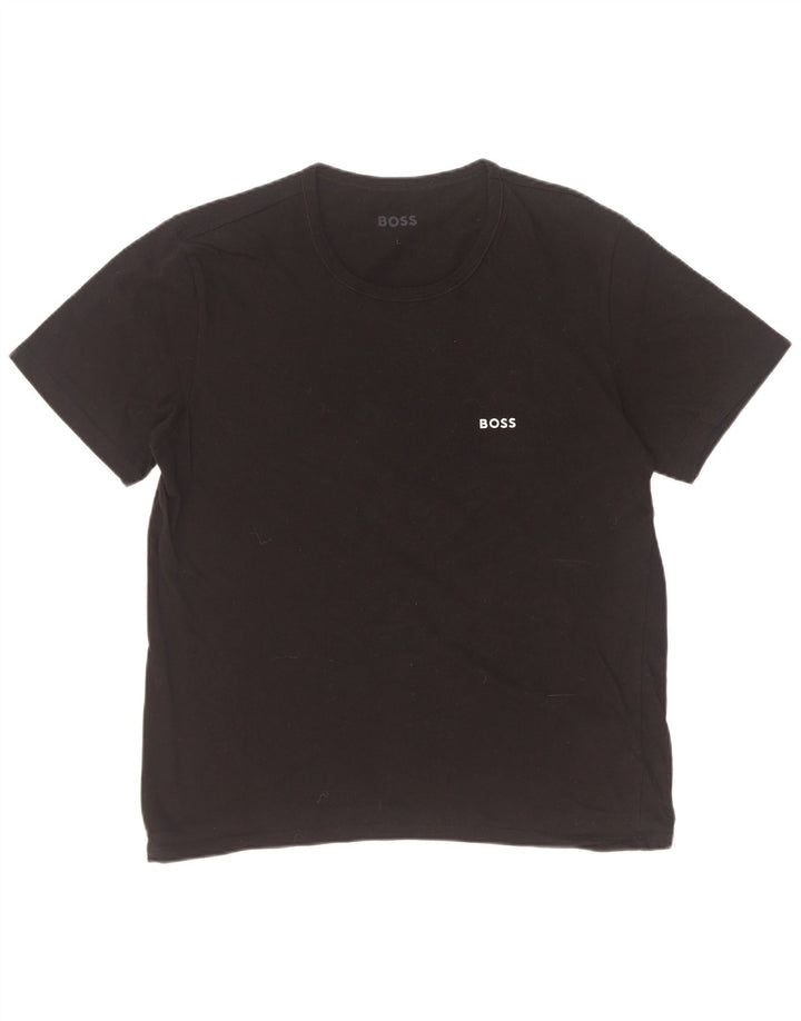 Hugo Boss Mens T-Shirt Top Large Black Cotton