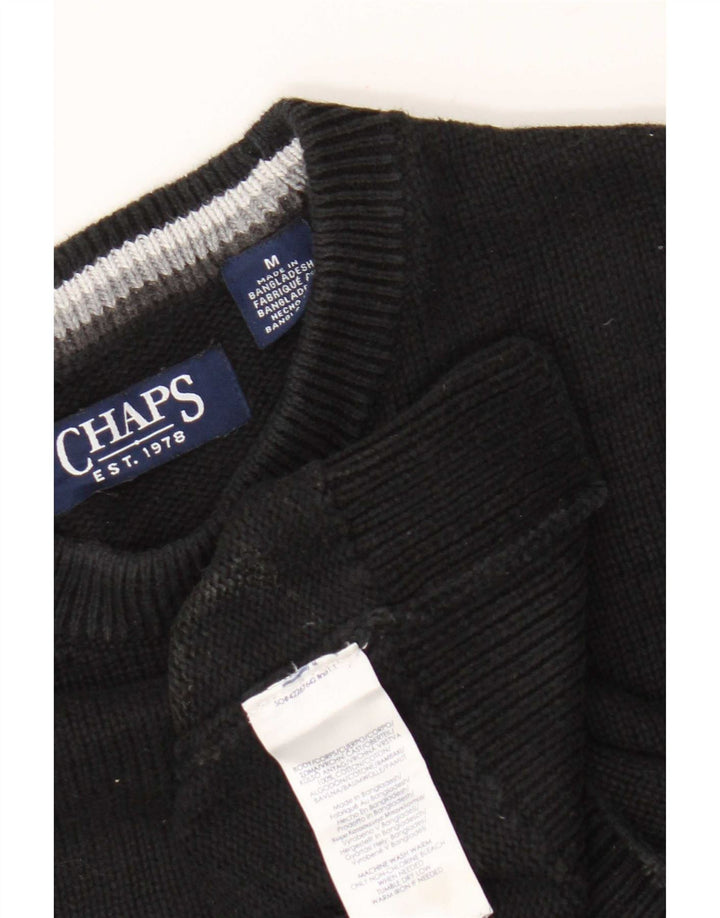 Chaps Mens Crew Neck Jumper Sweater Medium Black Cotton