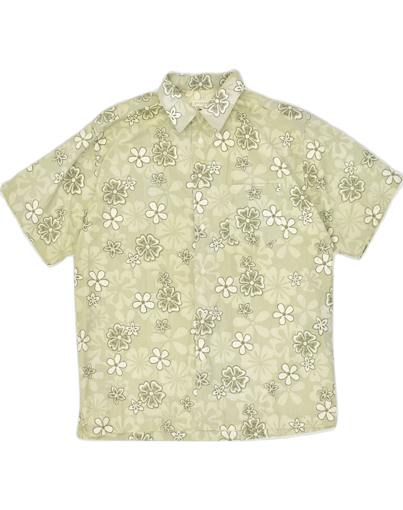 OVIESSE Mens Short Sleeve Shirt Size 41/42 Large Green Floral Cotton | Vintage Oviesse | Thrift | Second-Hand Oviesse | Used Clothing | Messina Hembry 