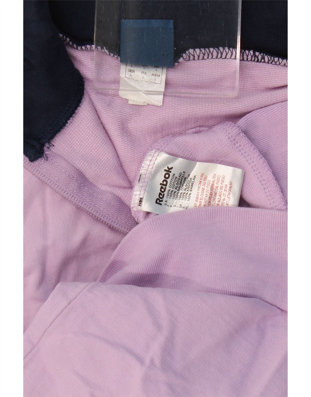REEBOK Womens Tracksuit Top Jacket UK 14 Large Purple Cotton