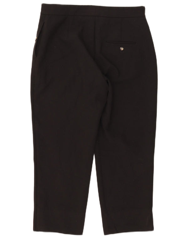 Marks & Spencer Womens Straight Cropped Trousers UK 12 Medium W31 L23 Black