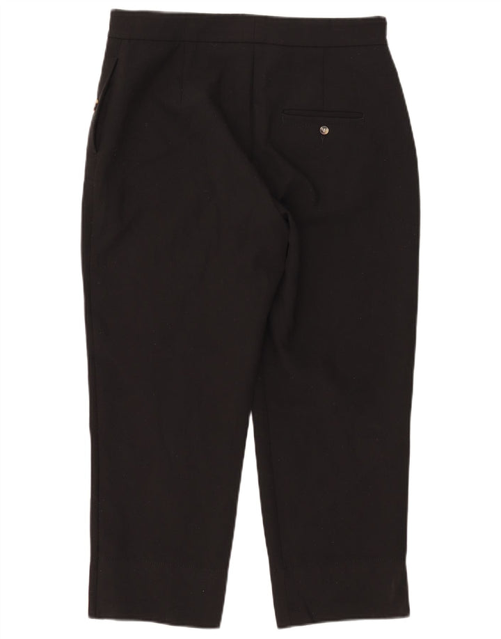 Marks & Spencer Womens Straight Cropped Trousers UK 12 Medium W31 L23 Black