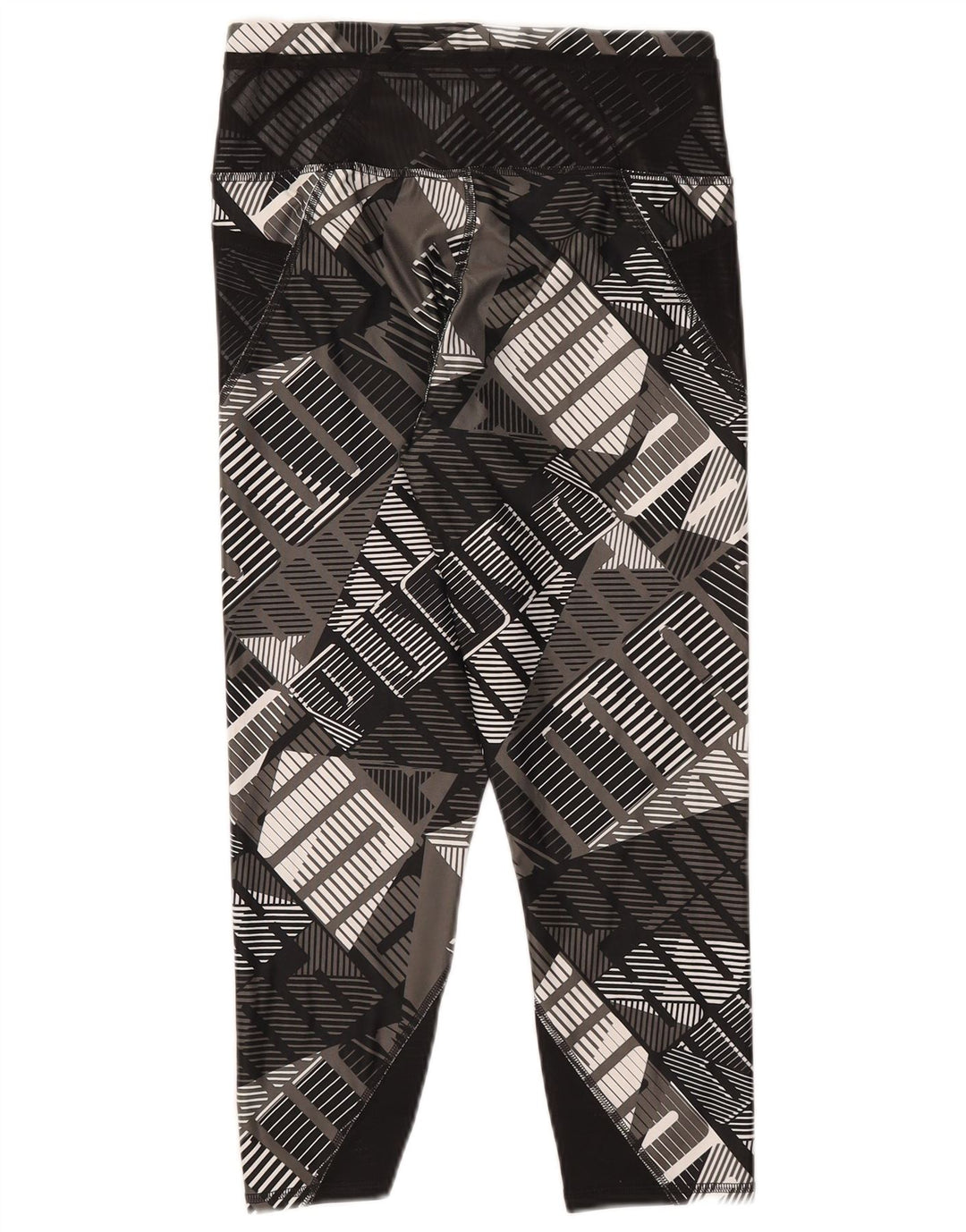 Puma Womens Capri Leggings UK 12 Medium Black Geometric Polyester