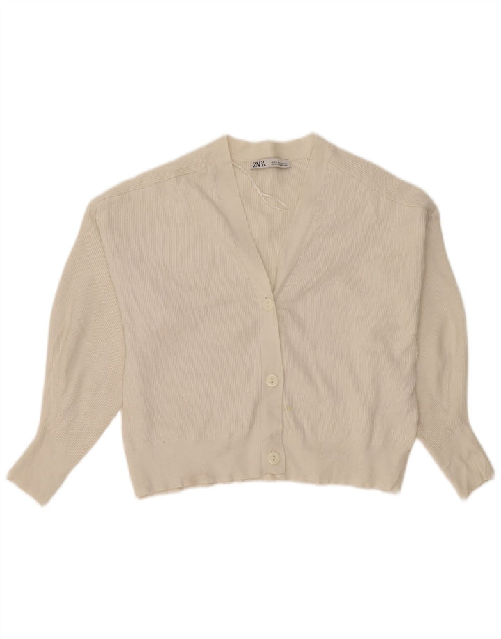 Zara Womens Oversized Cardigan Sweater UK 16 Large Off White Viscose