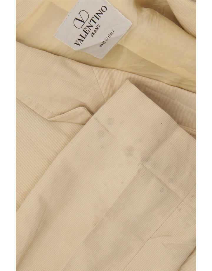 Valentino Womens 3 Button Blazer Jacket IT 40 Small Beige Pinstripe