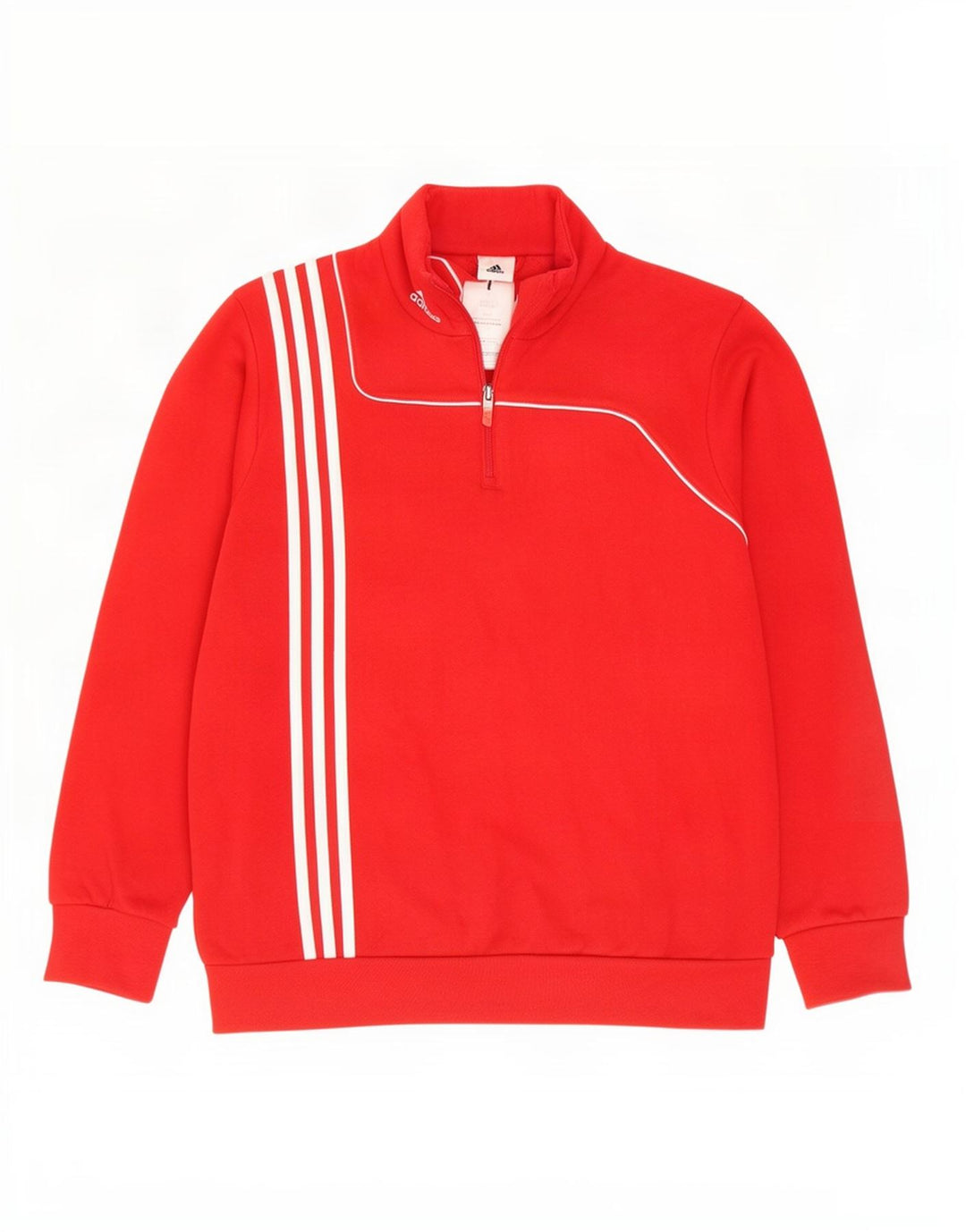 Adidas Mens Zip Neck Sweatshirt Jumper Large Red Cotton