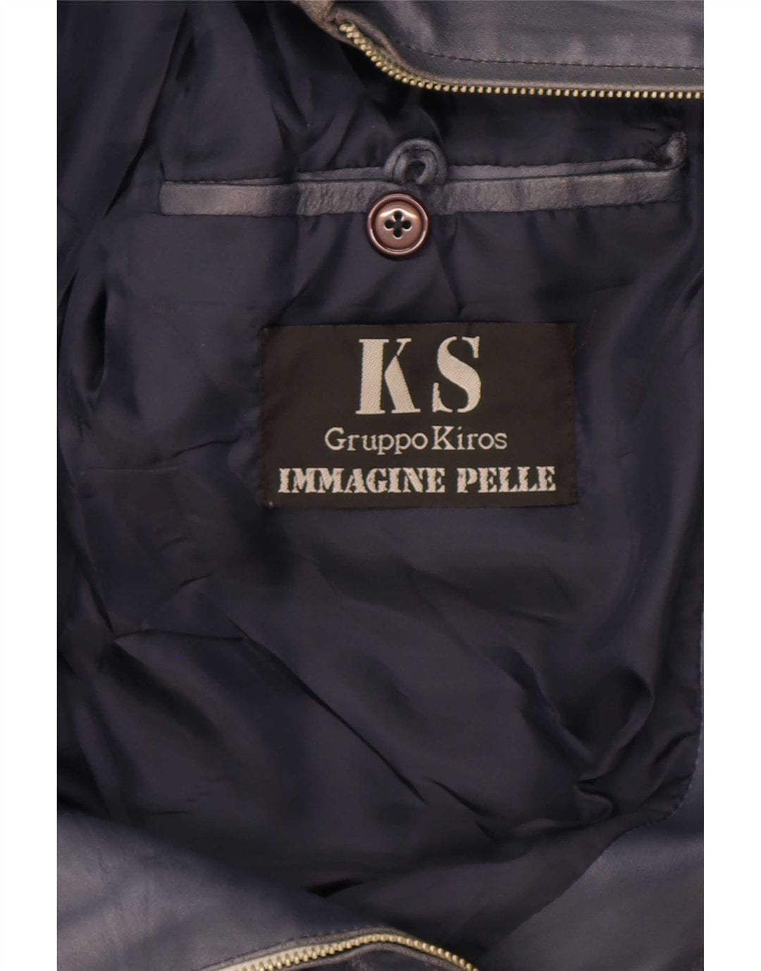 Kiros Mens Leather Jacket IT 52 XL Navy Blue