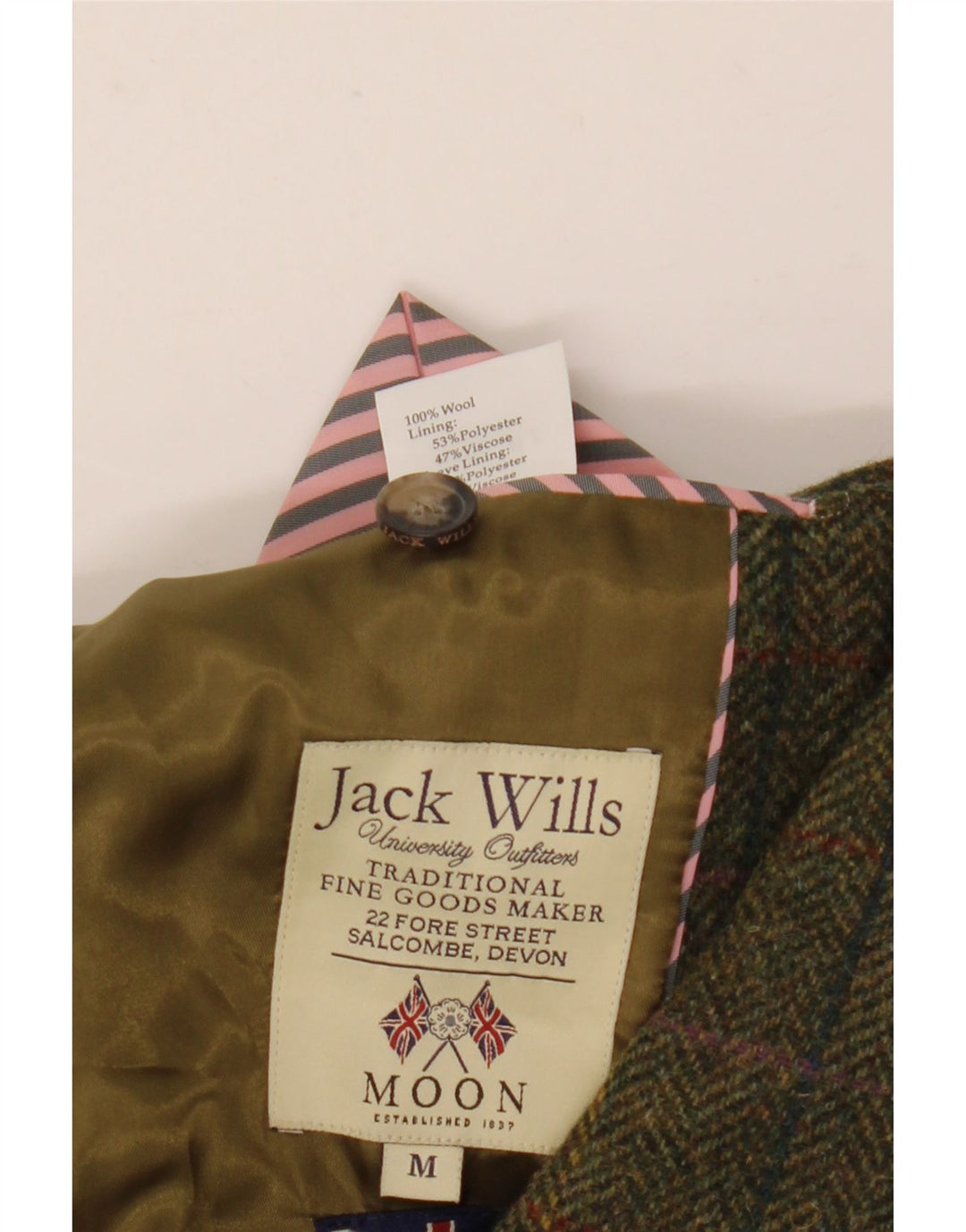 Jack Wills Mens 3 Button Blazer Jacket UK 38 Medium Green Wool