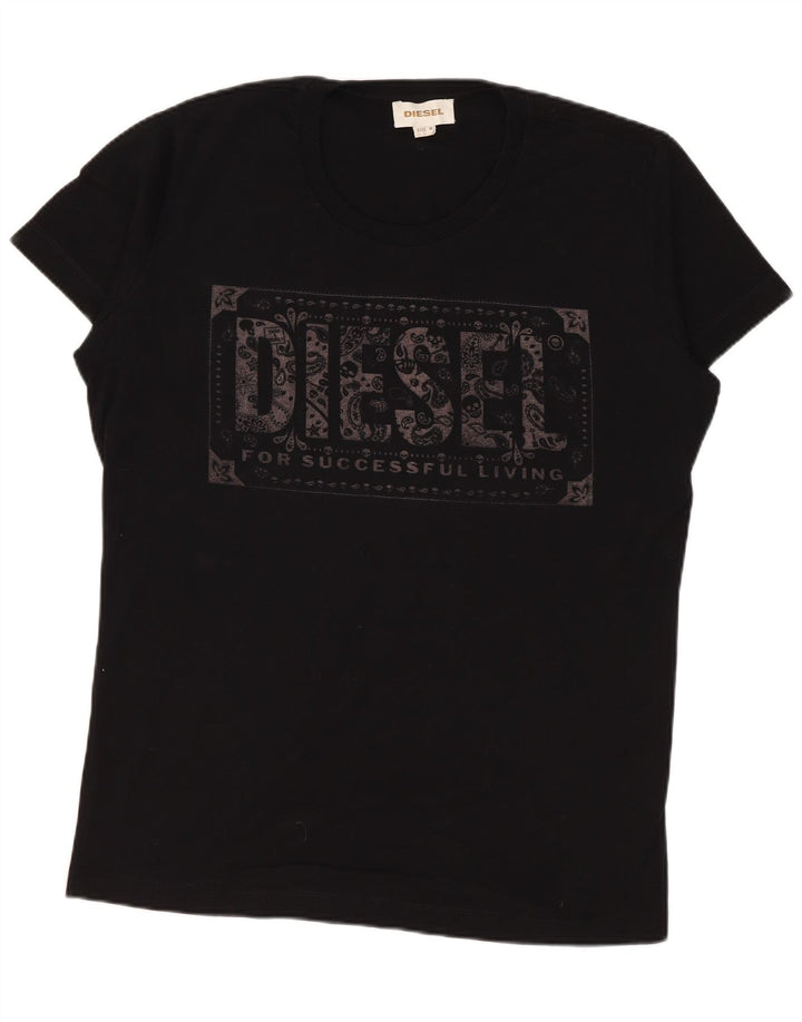 DIESEL Mens Graphic T-Shirt Top Medium Black Cotton