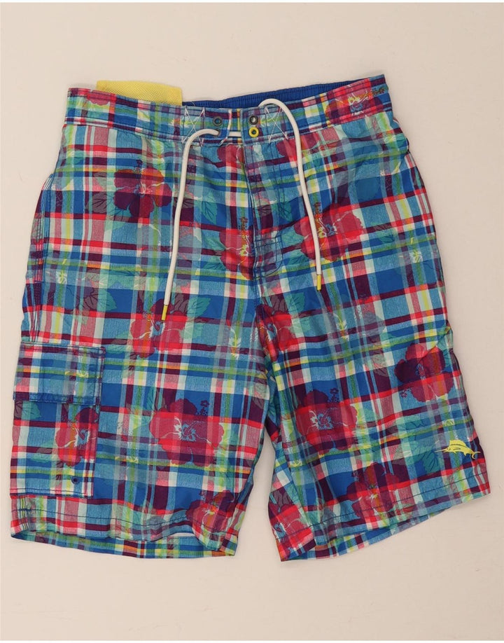 Tommy Bahama Mens Swimming Shorts Small  Blue Check