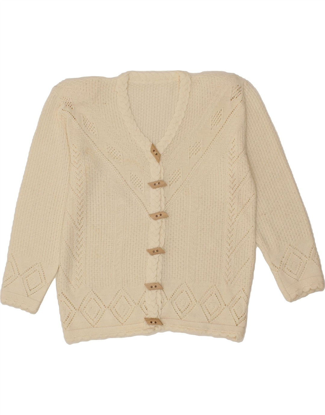 VINTAGE Womens Cardigan Sweater UK 16 Large Off White Vintage Vintage and Second-Hand Vintage from Messina Hembry 