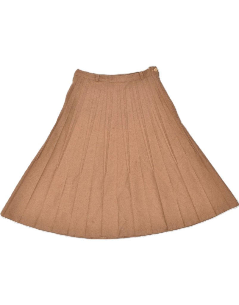 VINTAGE Womens High Waist Pleated Skirt IT 44 Medium W26 Brown Wool | Vintage | Thrift | Second-Hand | Used Clothing | Messina Hembry 