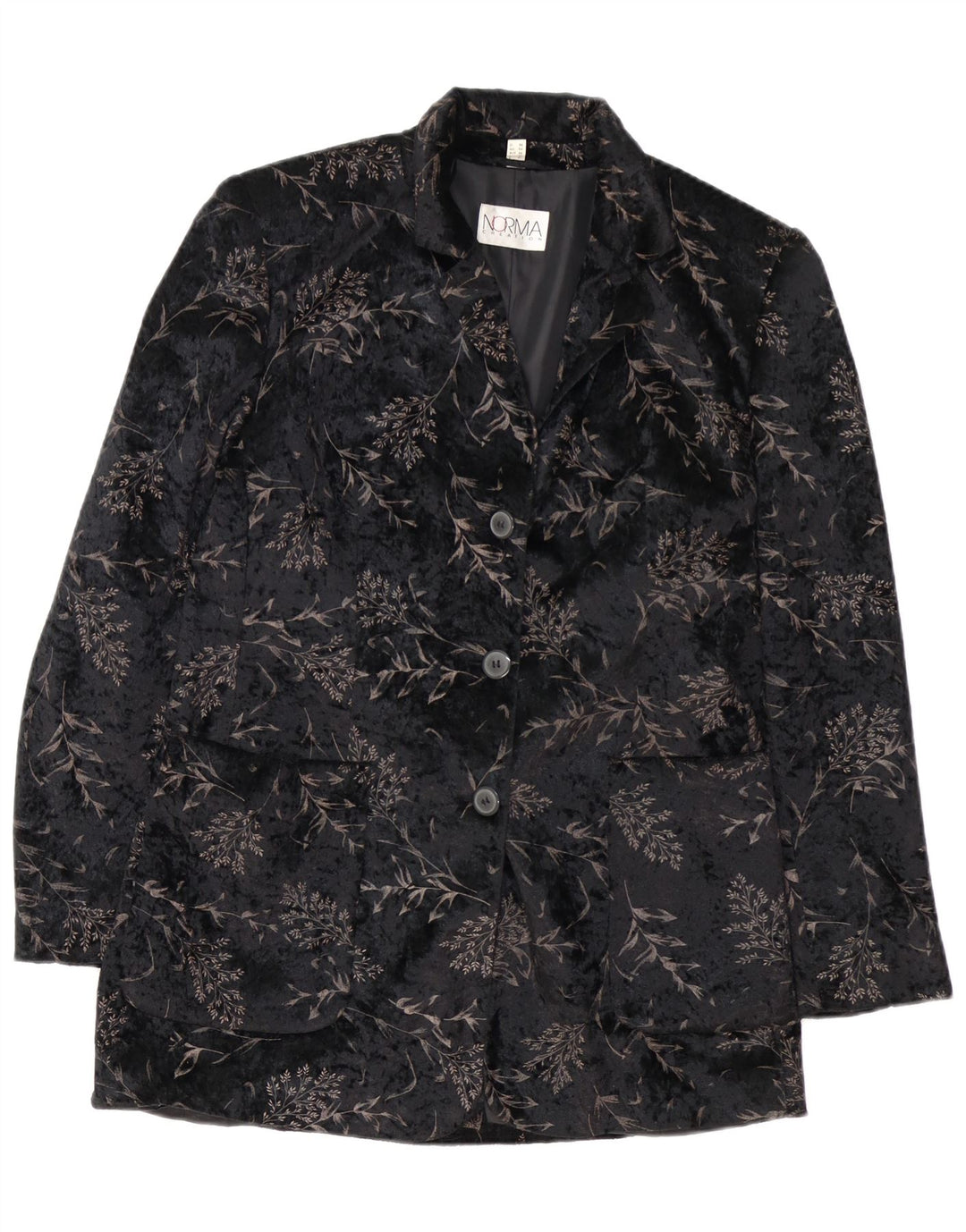 NORMA Womens Longline 3 Button Blazer Jacket UK 10 Small  Black Floral