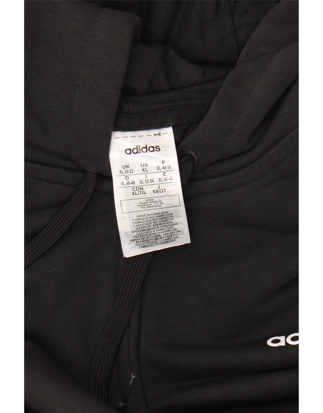 ADIDAS Womens Zip Hoodie Sweater UK 20/22 XL Black Cotton