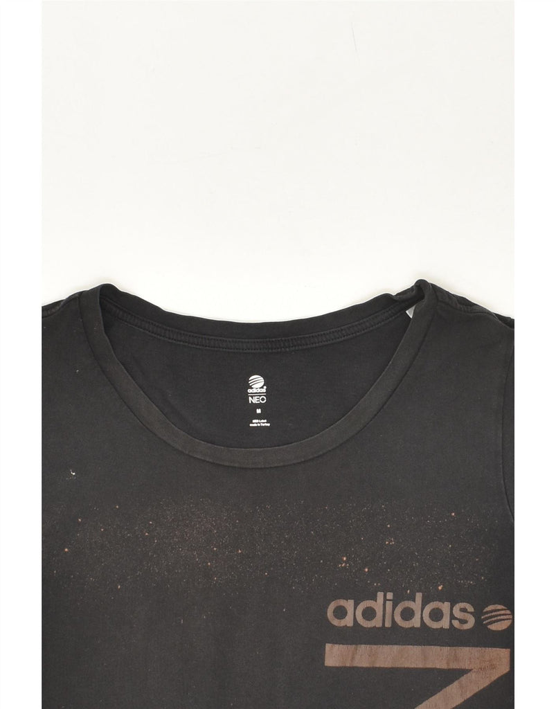 ADIDAS Womens Neo Graphic T-Shirt Top UK 12 Medium Black Cotton Vintage Adidas and Second-Hand Adidas from Messina Hembry 