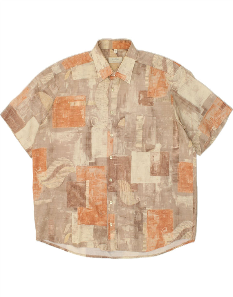 CANDA Mens Abstract Pattern Short Sleeve Shirt Size 18 2XL Brown | Vintage Canda | Thrift | Second-Hand Canda | Used Clothing | Messina Hembry 