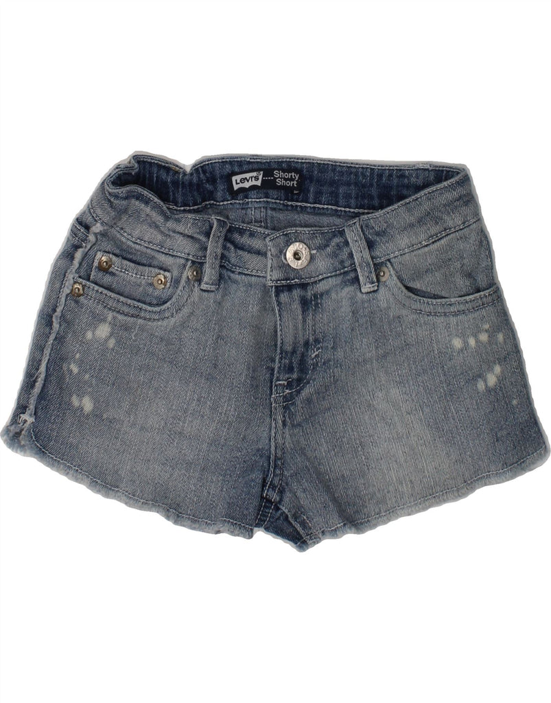 LEVI'S Girls Denim Shorts 7-8 Years W22 Navy Blue Ramie | Vintage Levi's | Thrift | Second-Hand Levi's | Used Clothing | Messina Hembry 