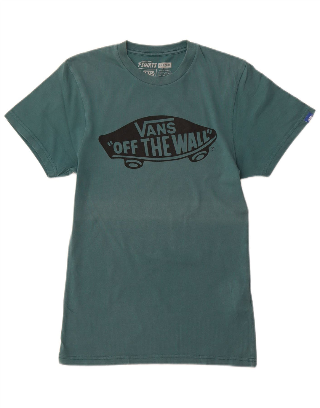 VANS Mens Custom Fit Graphic T-Shirt Top XS Green Cotton