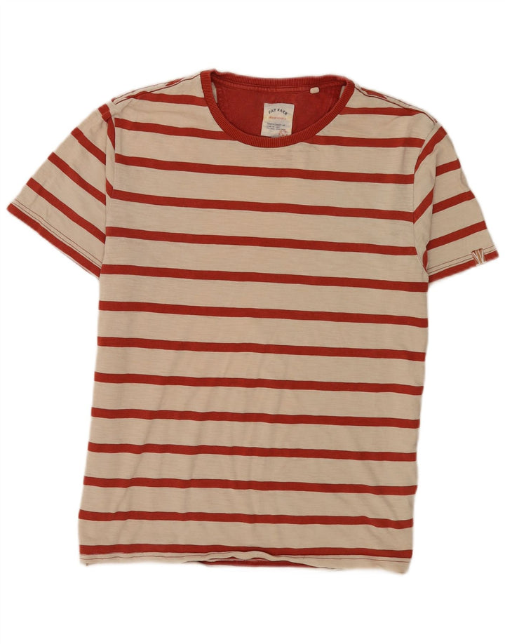 Fat Face Mens T-Shirt Top Medium Beige Striped Cotton