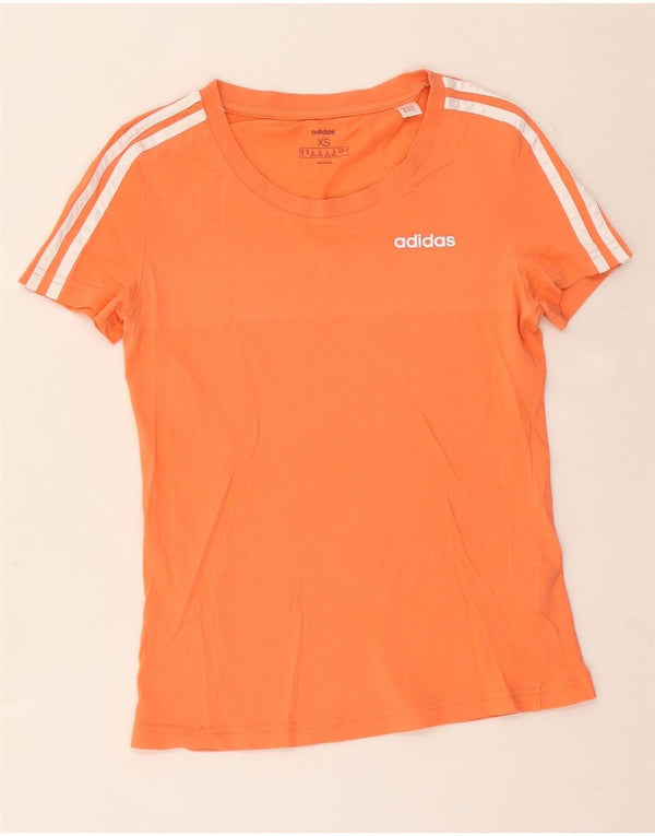 Adidas Womens T-Shirt Top UK 4/6 XS Orange Cotton