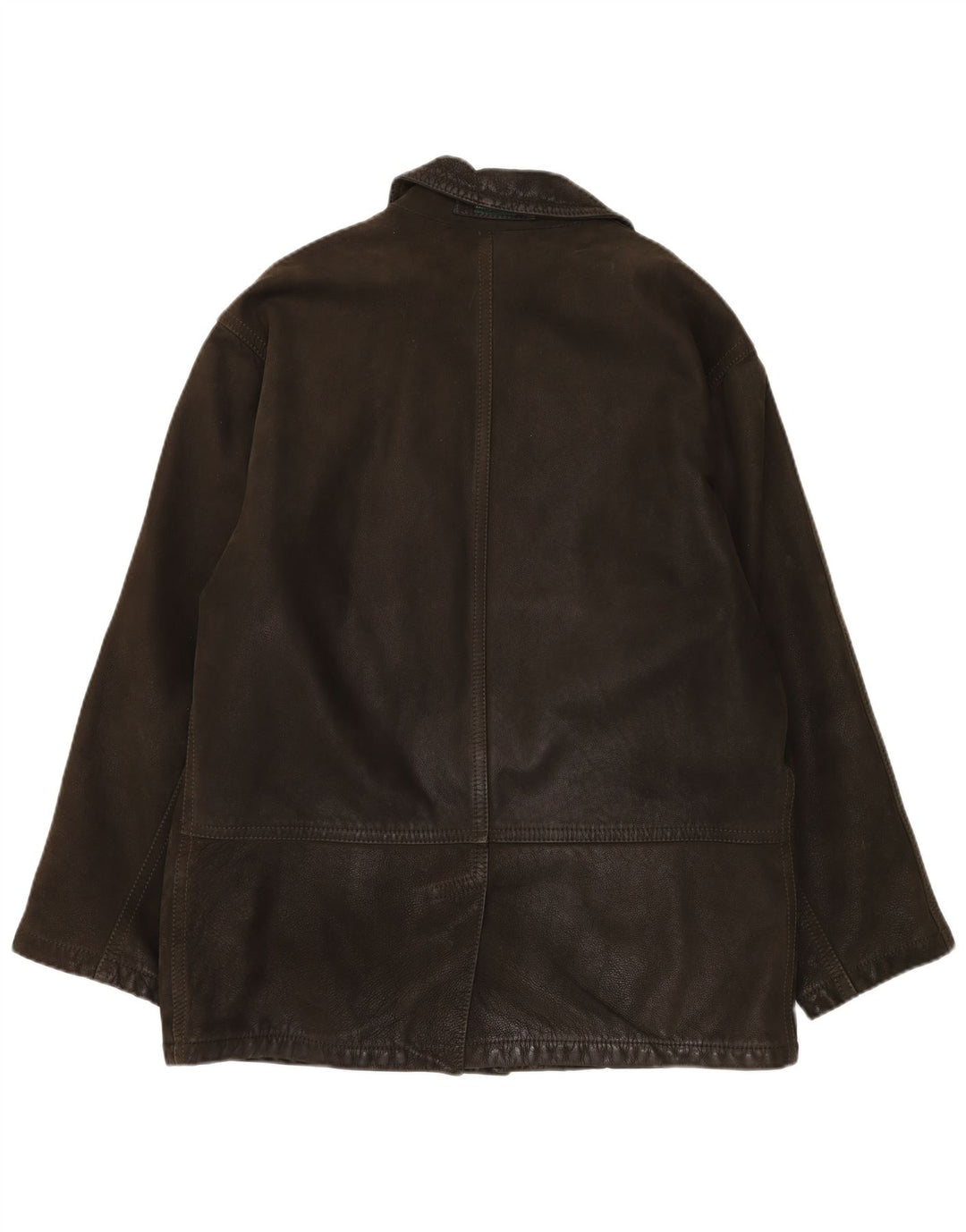 Henry Cottons Mens Leather Windbreaker Coat IT 50 Large Brown Leather