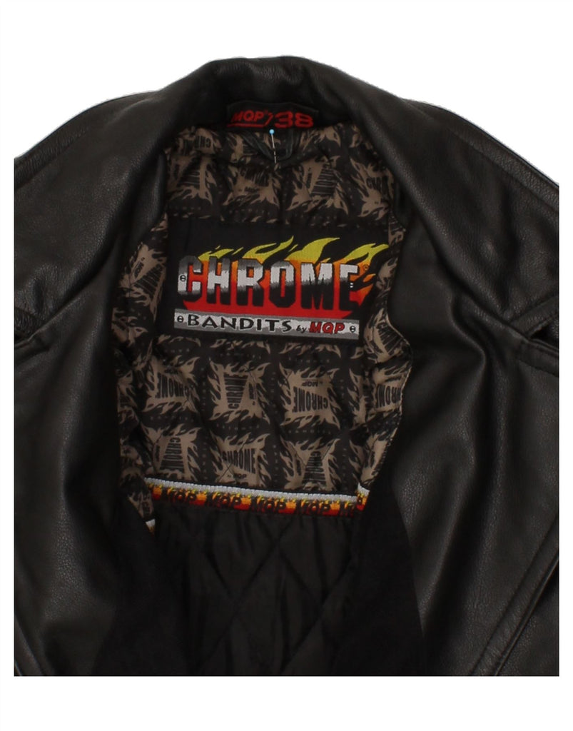BANDITS BY M.Q.P Womens Chrome Biker Jacket EU 38 Medium Black Leather Vintage Bandits by M.Q.P and Second-Hand Bandits by M.Q.P from Messina Hembry 