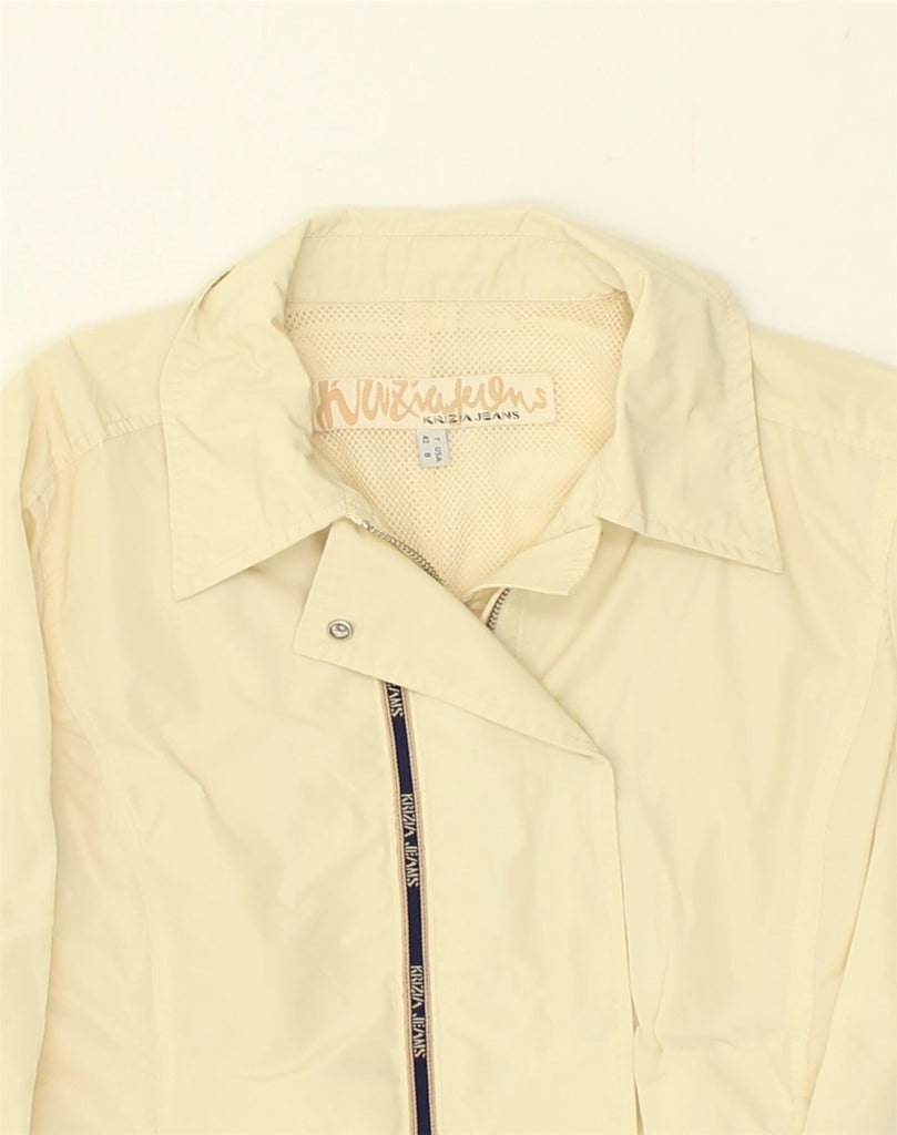 KRIZIA Womens Bomber Jacket US 8 Medium Beige Polyester | Vintage Krizia | Thrift | Second-Hand Krizia | Used Clothing | Messina Hembry 