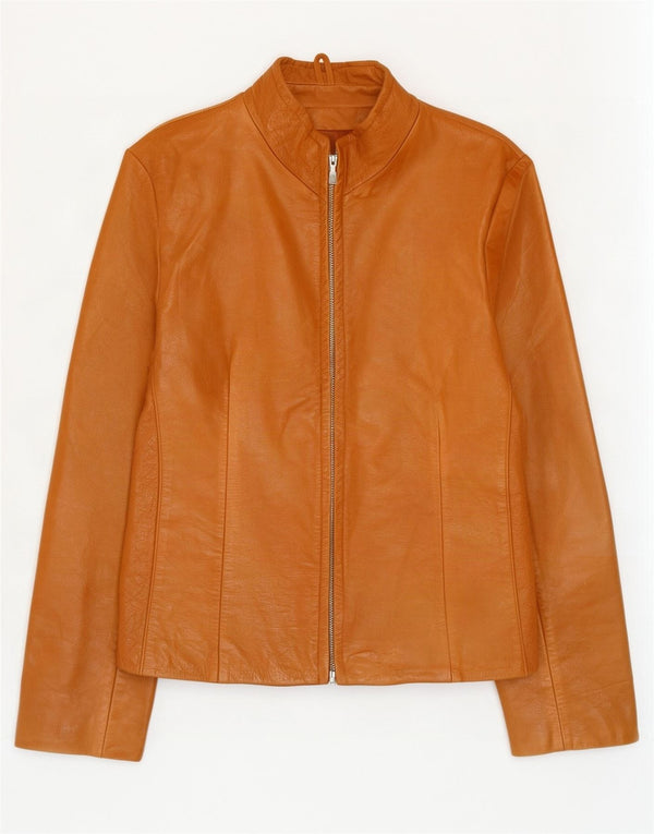 Vintage Womens Leather Jacket UK 14 Medium Beige