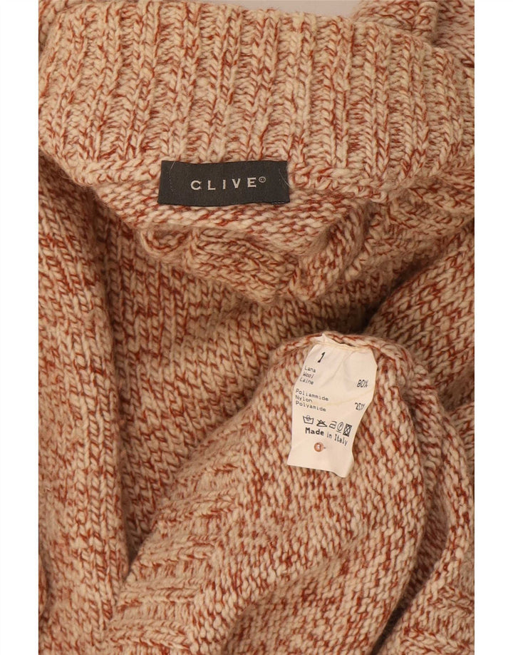 Vintage Mens Button Neck Jumper Sweater Large Brown Flecked Wool