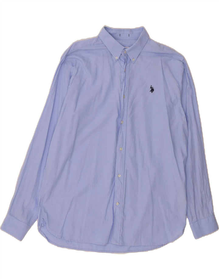 U.S. POLO ASSN. Mens Regular Fit Shirt 2XL Blue Cotton Vintage U.S. Polo Assn. and Second-Hand U.S. Polo Assn. from Messina Hembry 