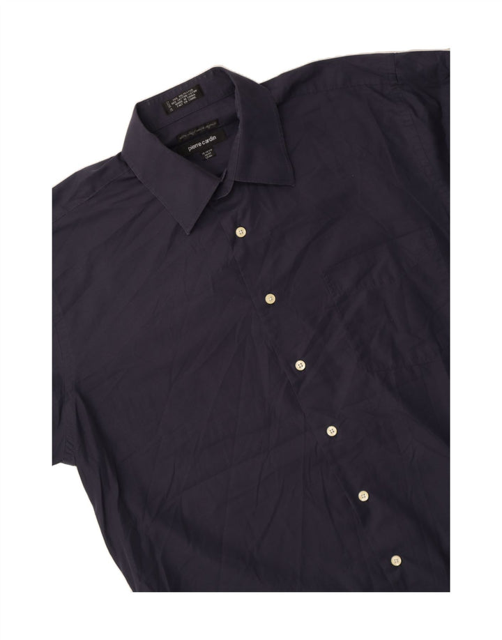 PIERRE CARDIN Mens Shirt Size 16  1/2 Large Navy Blue Polyester Vintage Pierre Cardin and Second-Hand Pierre Cardin from Messina Hembry 