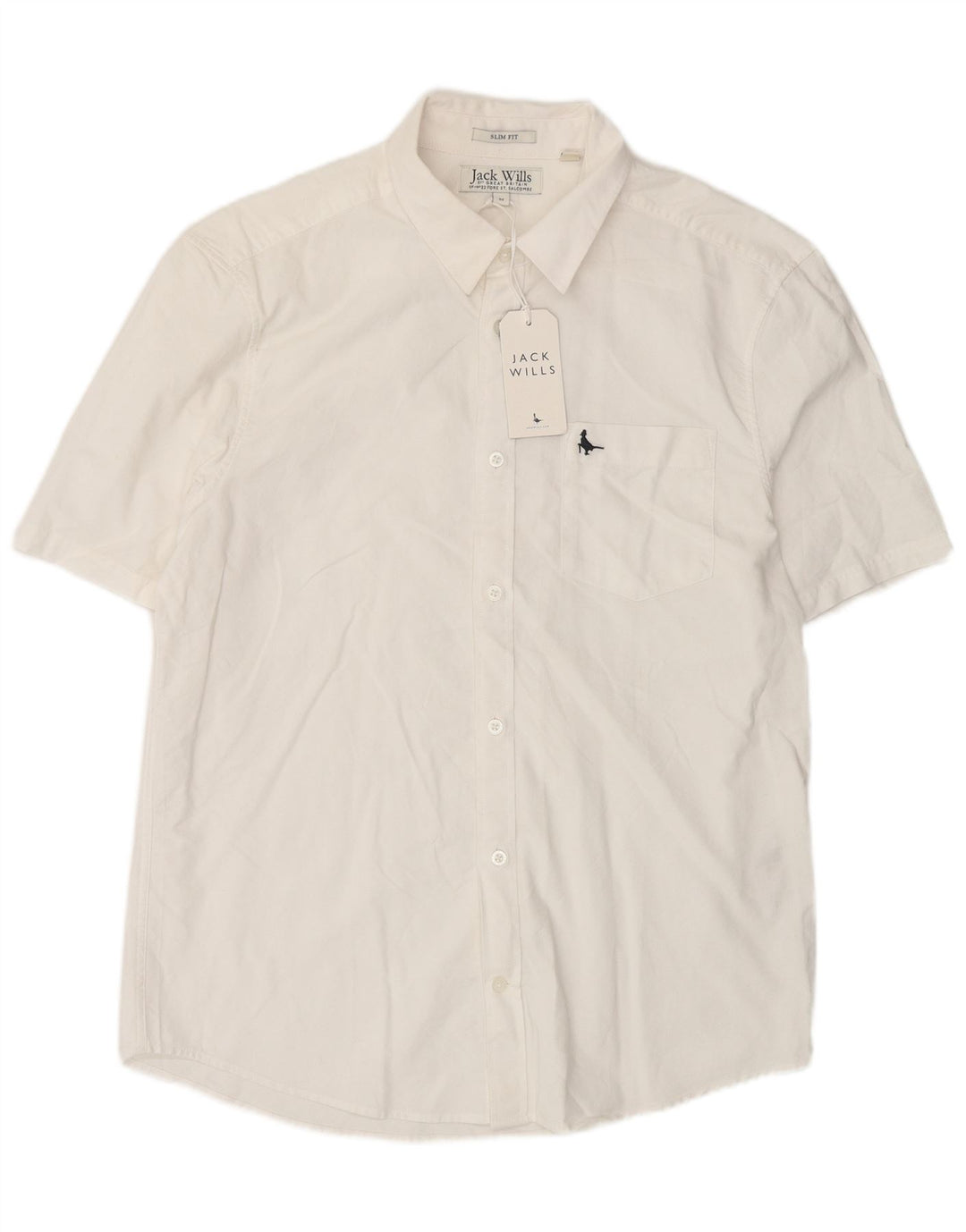 Jack Wills Mens Short Sleeve Slim Fit Shirt Medium White Cotton