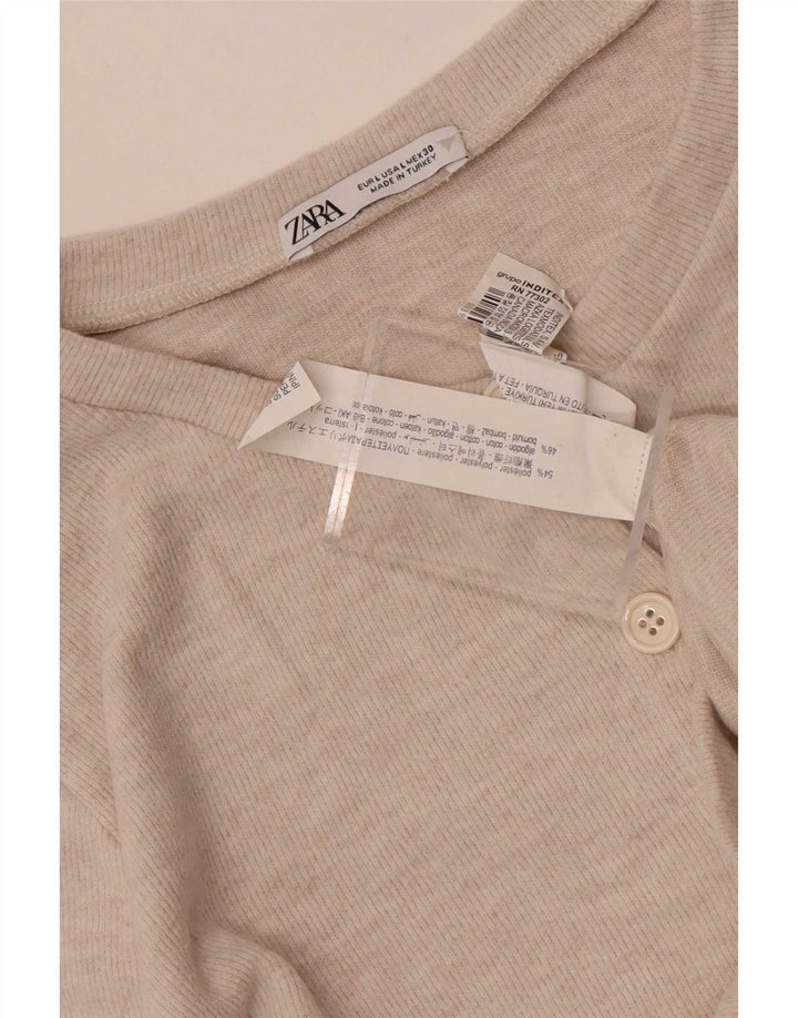Zara Womens Crop Cardigan Top UK 14 Large Grey Polyester