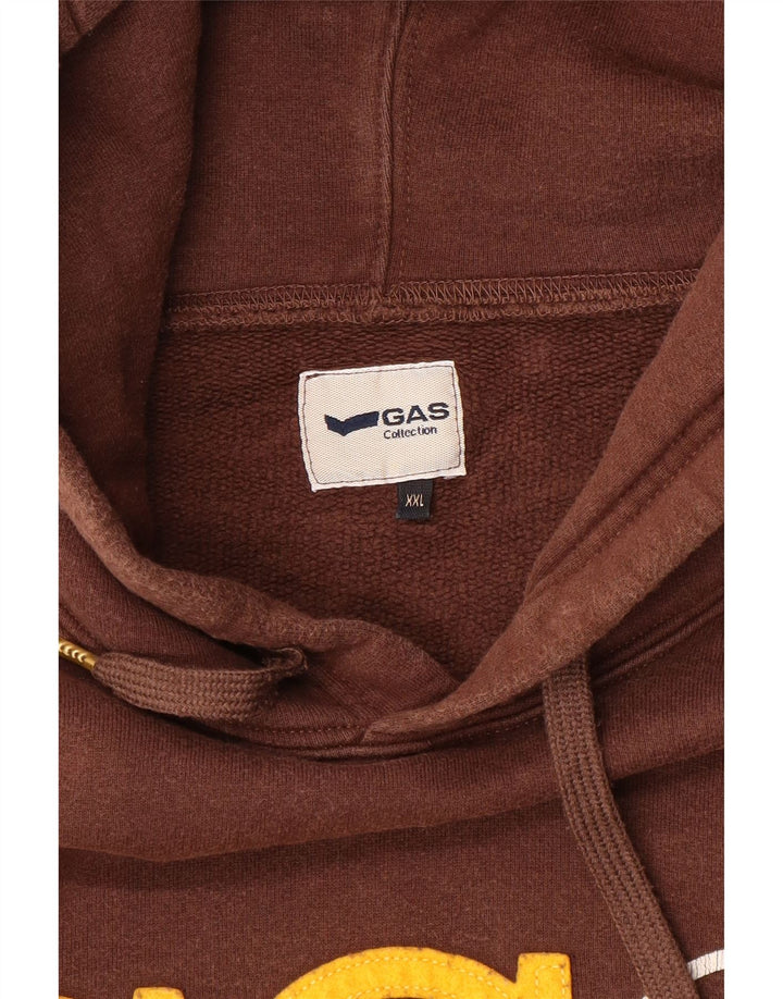 Gas Mens Graphic Hoodie Jumper 2XL Brown