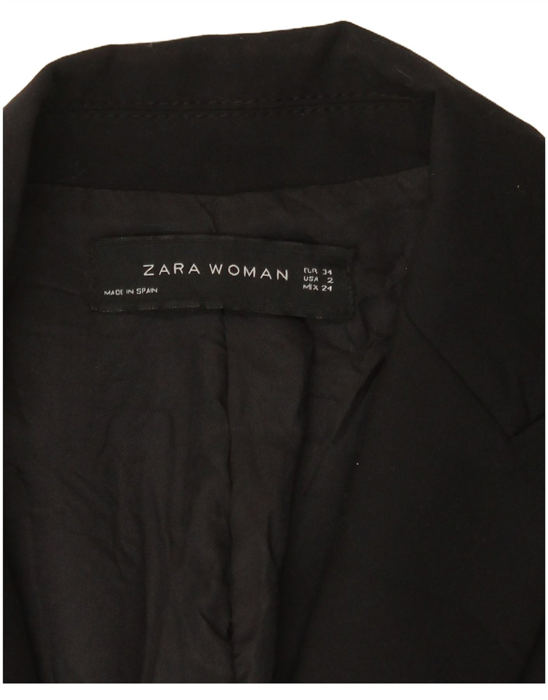 Zara Womens 1 Button Blazer Jacket EU 34 2XS Black