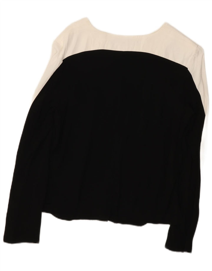 Zara Womens Top Long Sleeve UK 14 Medium Black Colourblock Viscose