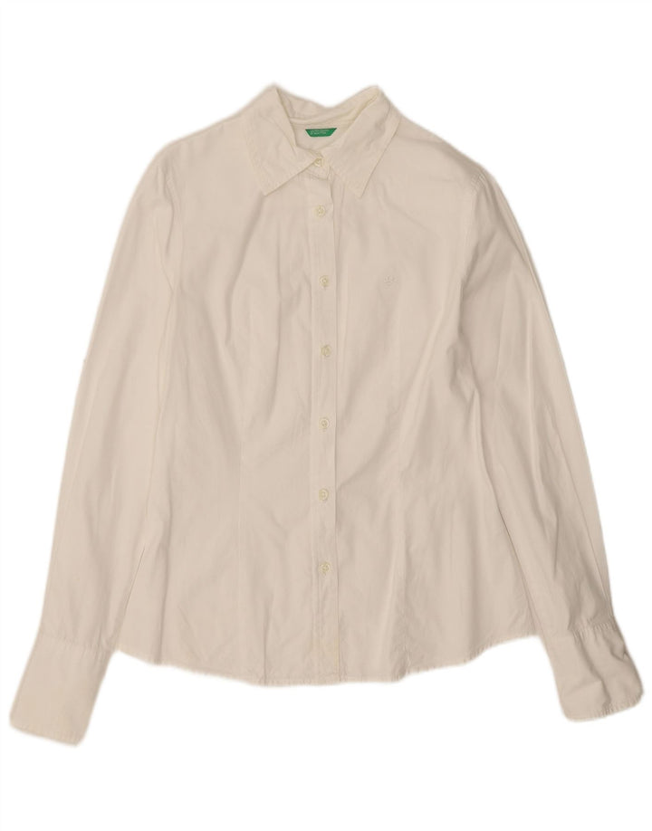 Benetton Womens Shirt UK 10 Small White Cotton