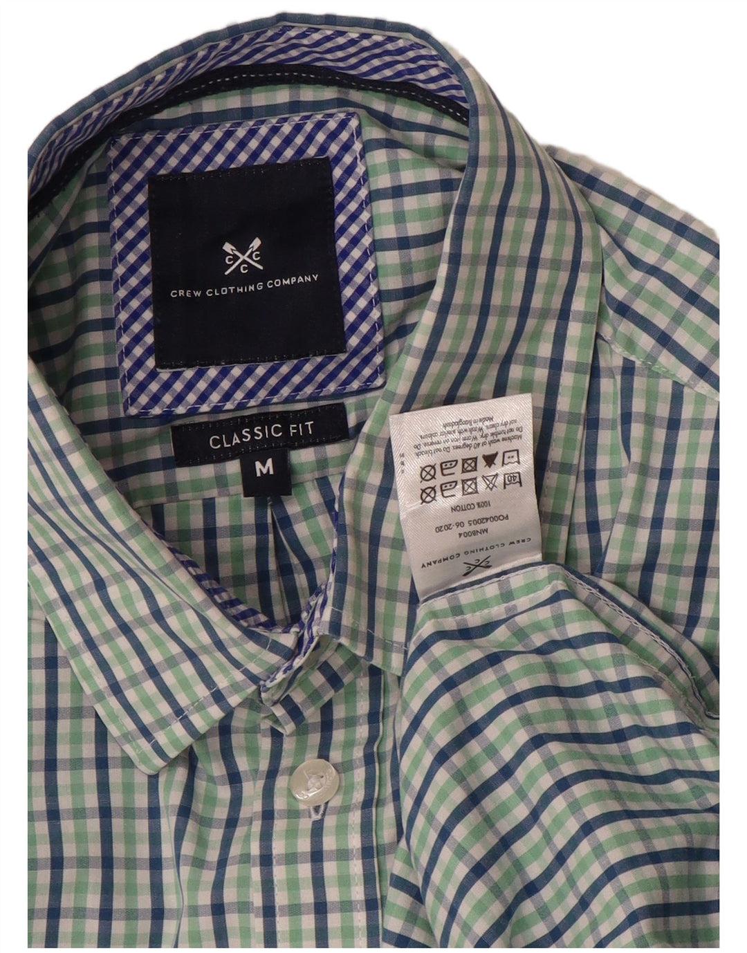 Crew Clothing Mens Classic Fit Shirt Medium Green Gingham Cotton