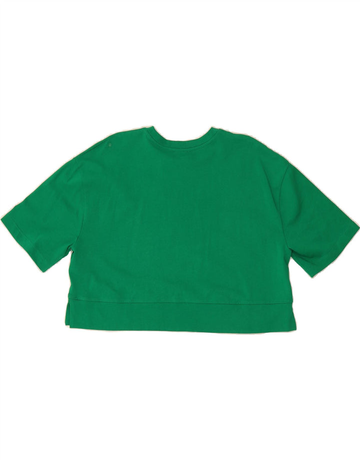 ZARA Womens Oversized Crop T-Shirt Top UK 14 Medium Green Cotton Vintage Zara and Second-Hand Zara from Messina Hembry 