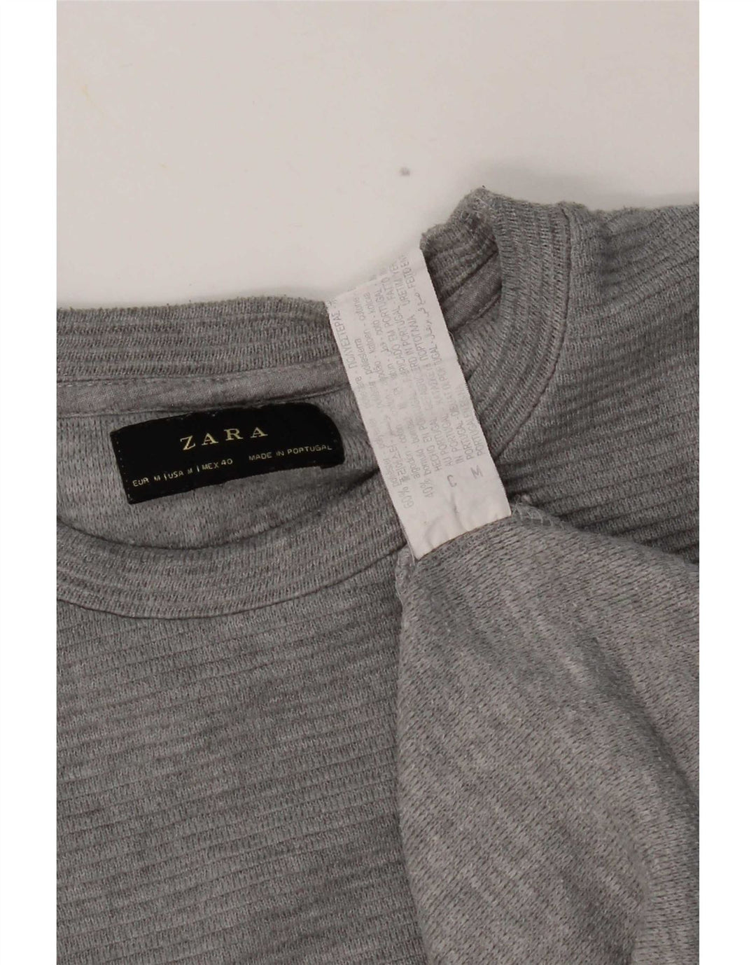 Zara Mens Top Long Sleeve Medium Grey Polyester