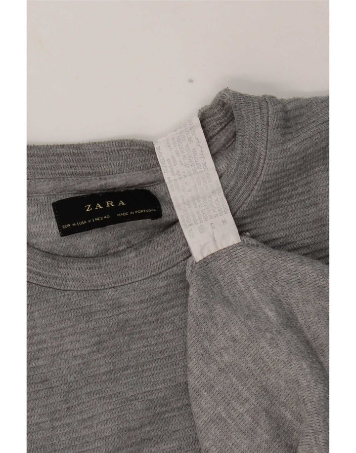 Zara Mens Top Long Sleeve Medium Grey Polyester