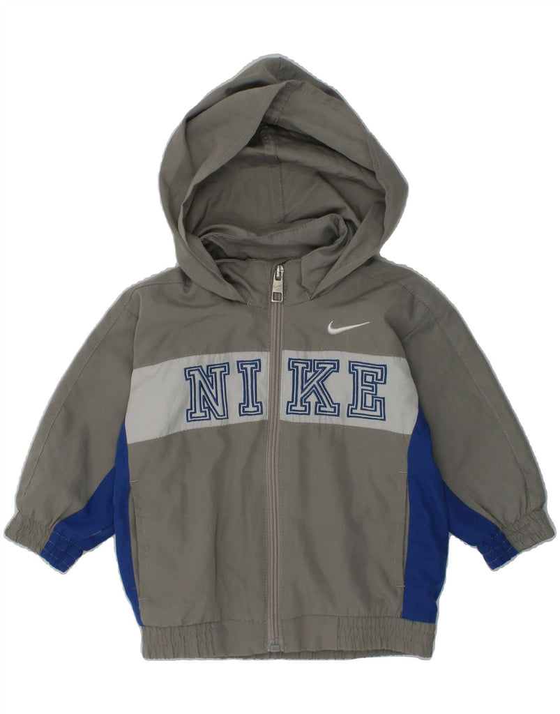 NIKE Baby Boys Graphic Hooded Tracksuit Top Jacket 9-12 Months Grey | Vintage Nike | Thrift | Second-Hand Nike | Used Clothing | Messina Hembry 